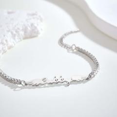 Shine Like A Diamond - Personalized Angel Wings All Diamonds Bracelet