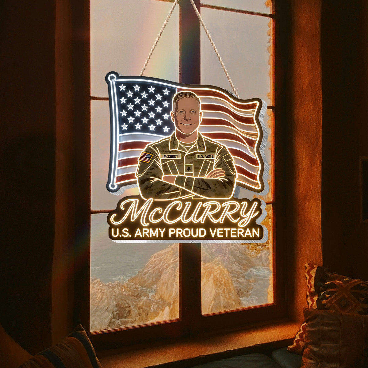 America Veteran - Personalized Veteran LED Light Acrylic Sign