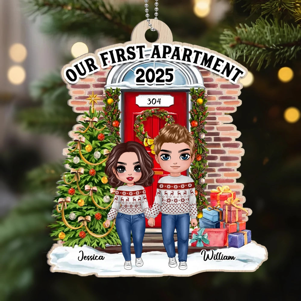 Our First Apartment Acrylic Ornament, Personalized Holiday Couple Keepsake, Cozy Christmas Tree Decor, Creative Gift
