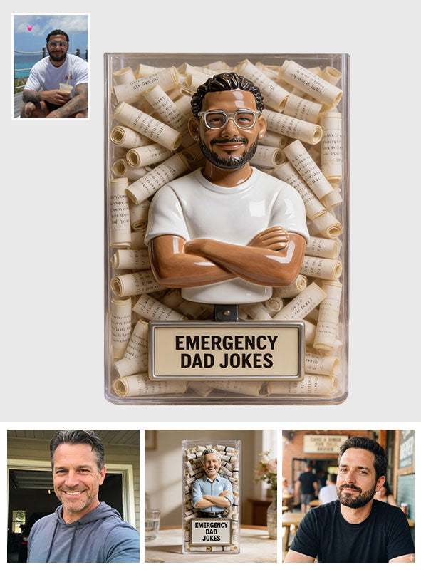 Emergency Dad Jokes Container - Personalized Father Acrylic Pot