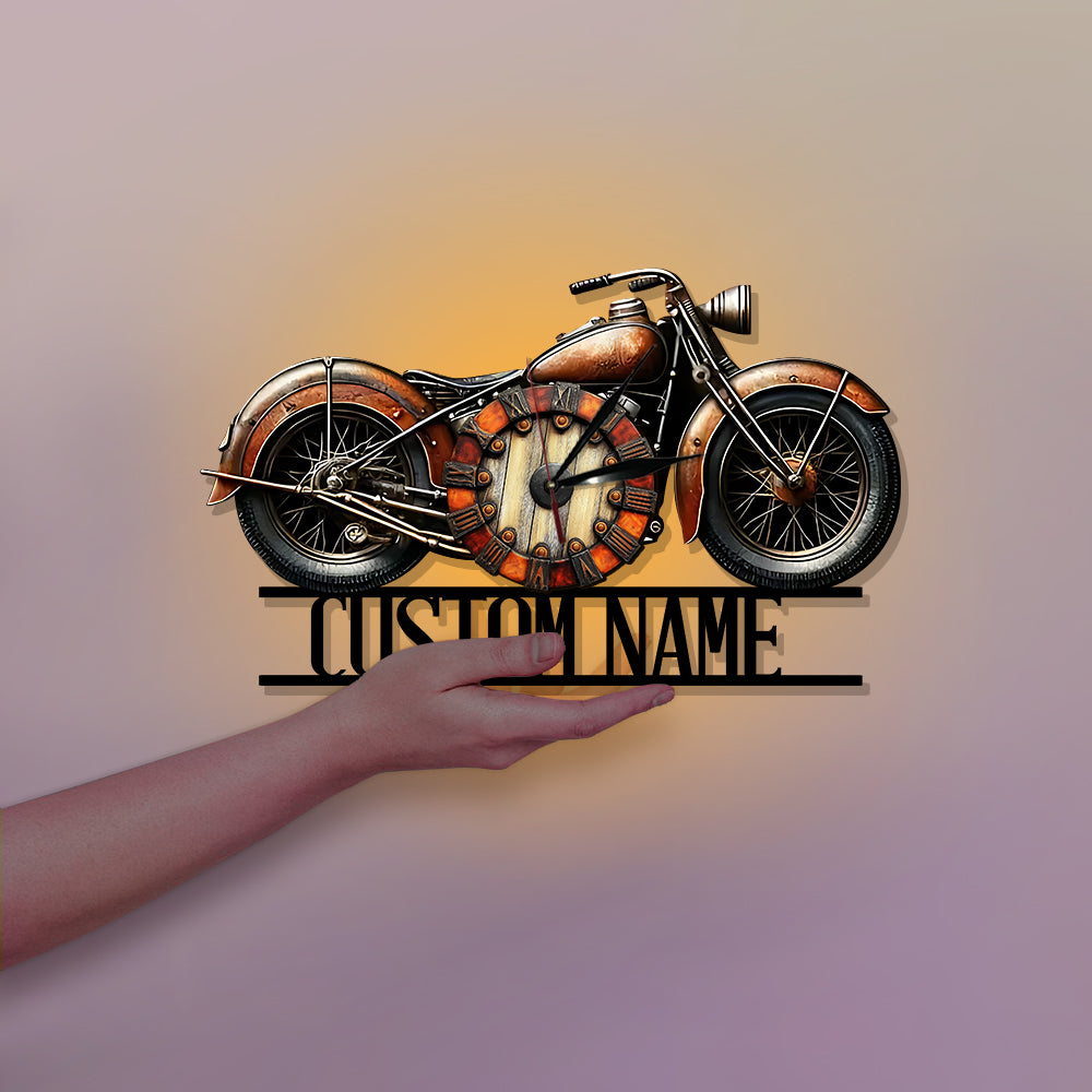 Always Time For A Ride - Personalized Biker LED Light Wall Clock