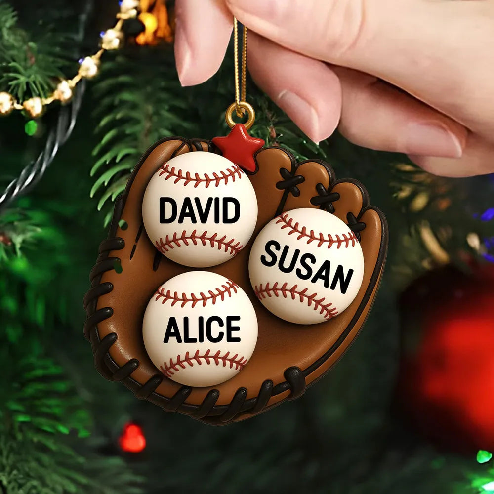 Family Baseball Theme Ornament, Heartwarming Holiday Decoration