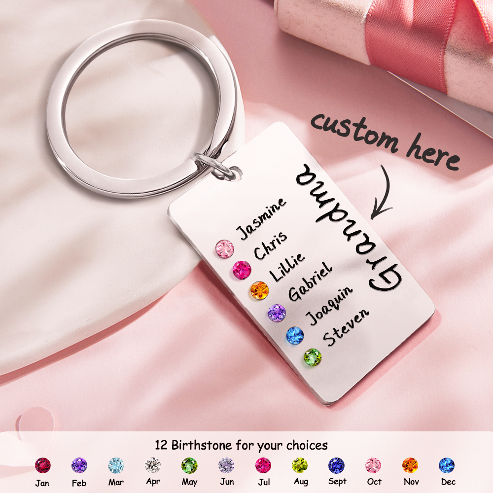 Custom Birthstone For Grandma, Mom - Gift for grandma, mom - Personalized Birthstone Keychain