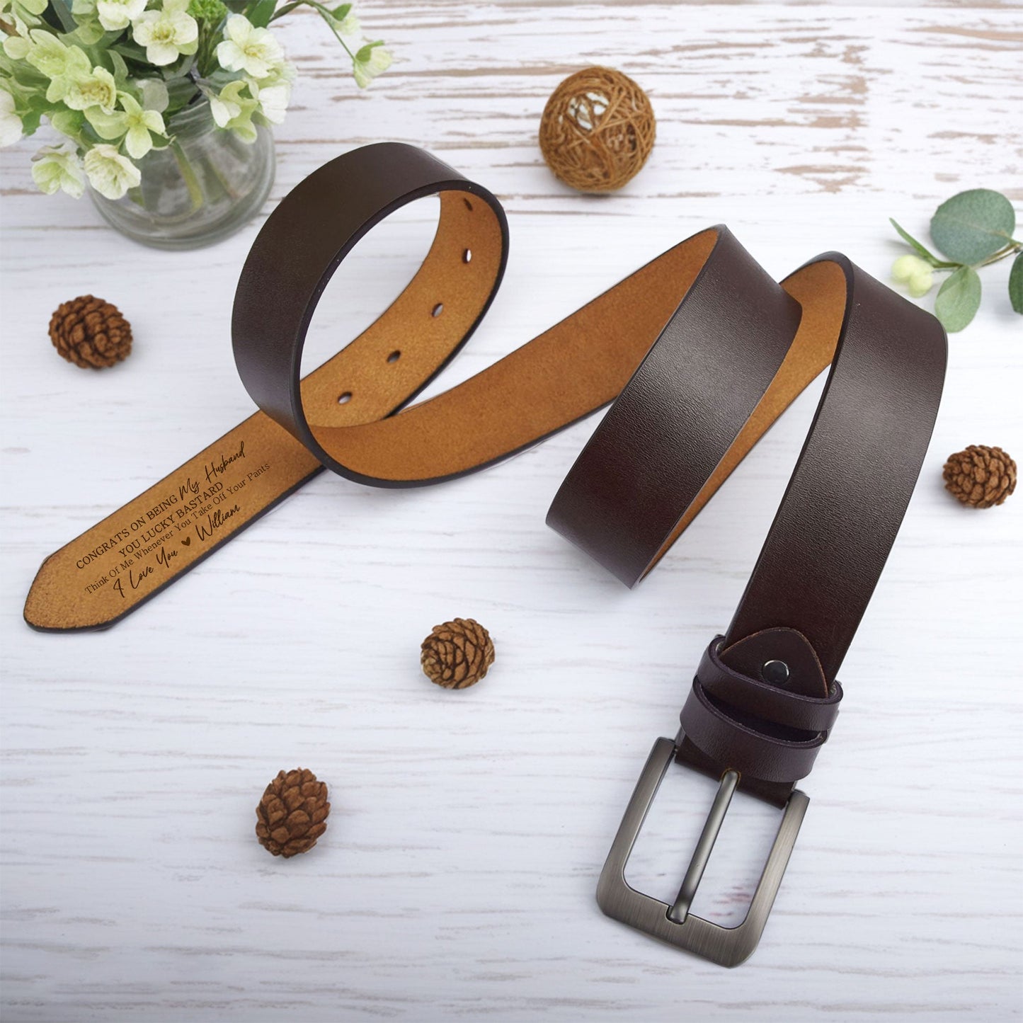 "Personalized Leather Belt – 'I Licked It, So It’s Mine' Custom Message – A Fun and Romantic Gift for Valentine’s Day or Special Occasions"