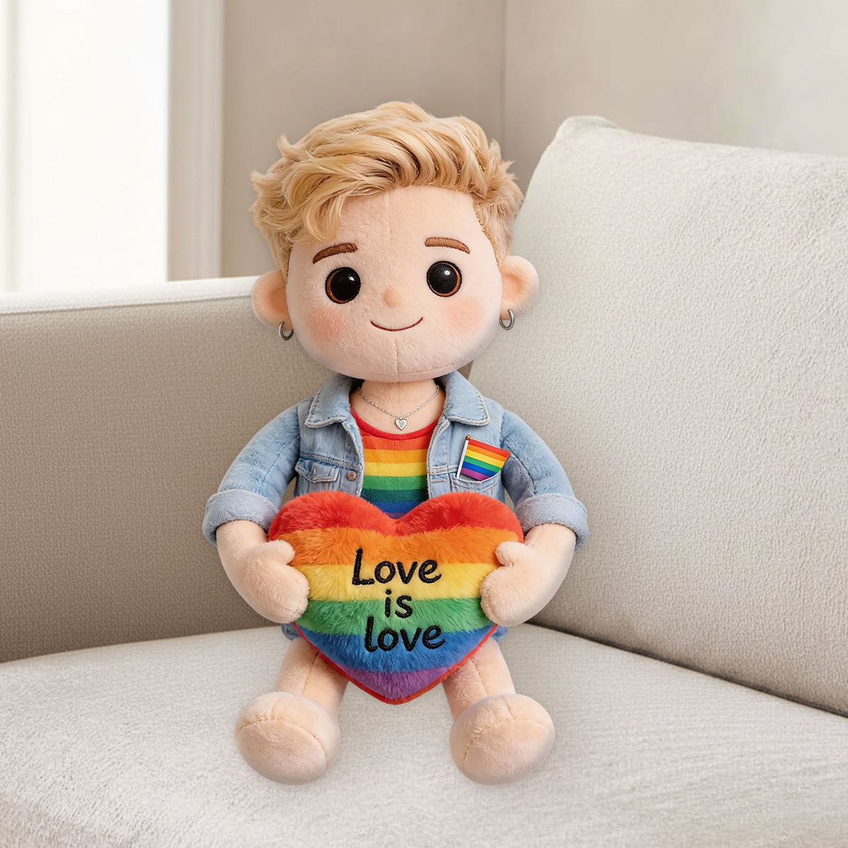Custom Any Photo, Love Is Love - Personalized LGBT Support Premium Faux Fur Pillow