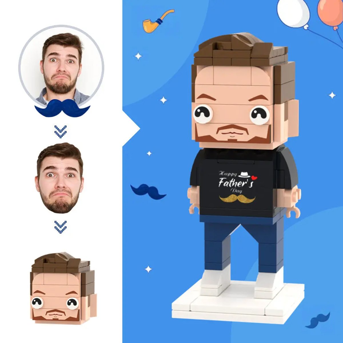 Any Photos - Personalized Father Photos Brick Figures