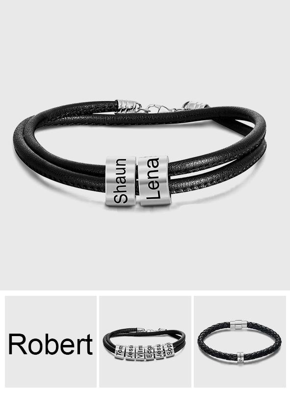Any Names - Personalized Father Engraved Bead Bracelet
