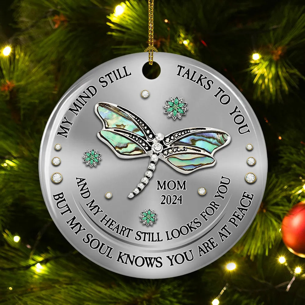 Ceramic Ornament with Dragonfly Design, Memorial Gift