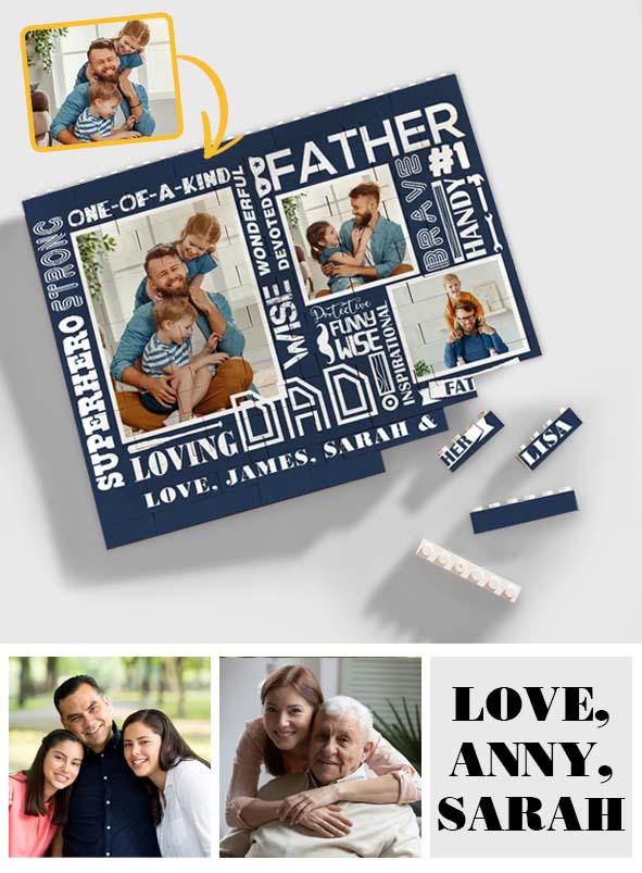 Brave Father - Personalized Father Photo Building Block Puzzle