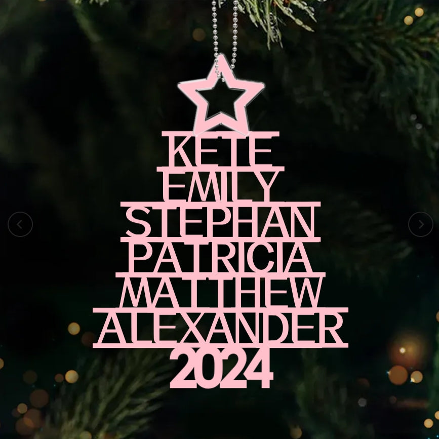Custom Family Christmas Ornament - Personalized Wood/Acrylic Decor Gift