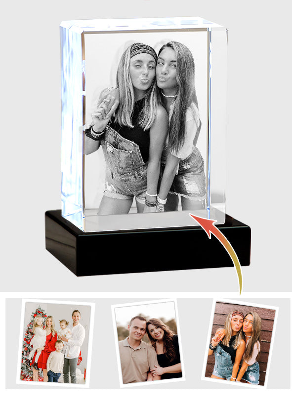Custom Photo - Personalized granddaughter Laser Engraving 3D Cuboid Shaped Crystal Lamp