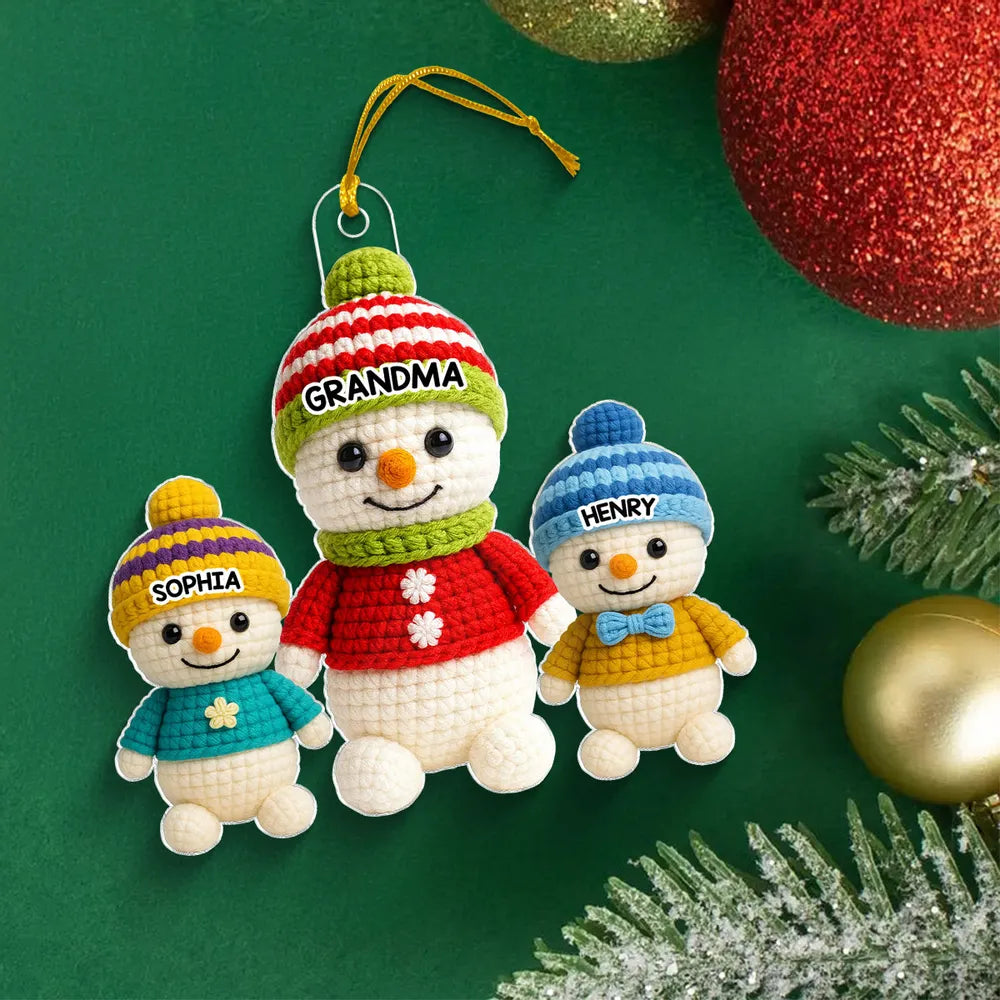 Acrylic Ornament with Snowman Family Design | Clear Printing & Premium Texture, Perfect Gift for Family & Christmas Tree Decoration