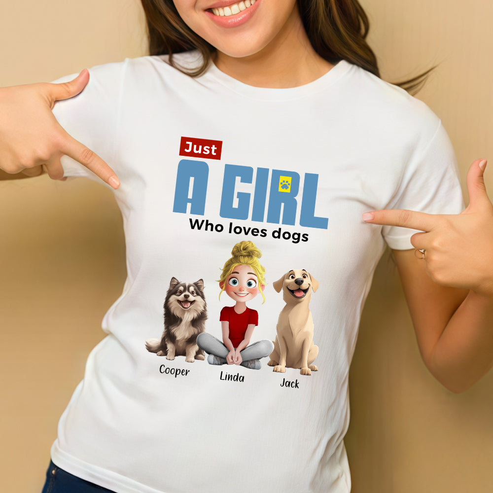 ‘Just A Girl Who Loves Dogs’ Classic Tee – Personalized Pet and Owner Design