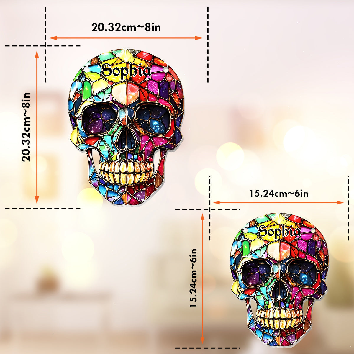 Colorful Skull - Personalized Skull Window Hanging Suncatcher Ornament