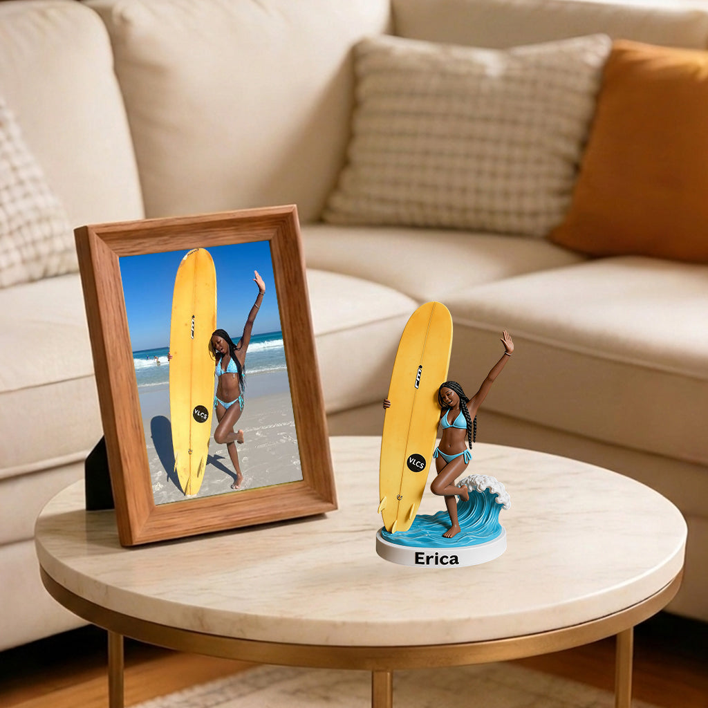 Any Photo Love Surfing - Personalized Surfing Premium 3D Figurine