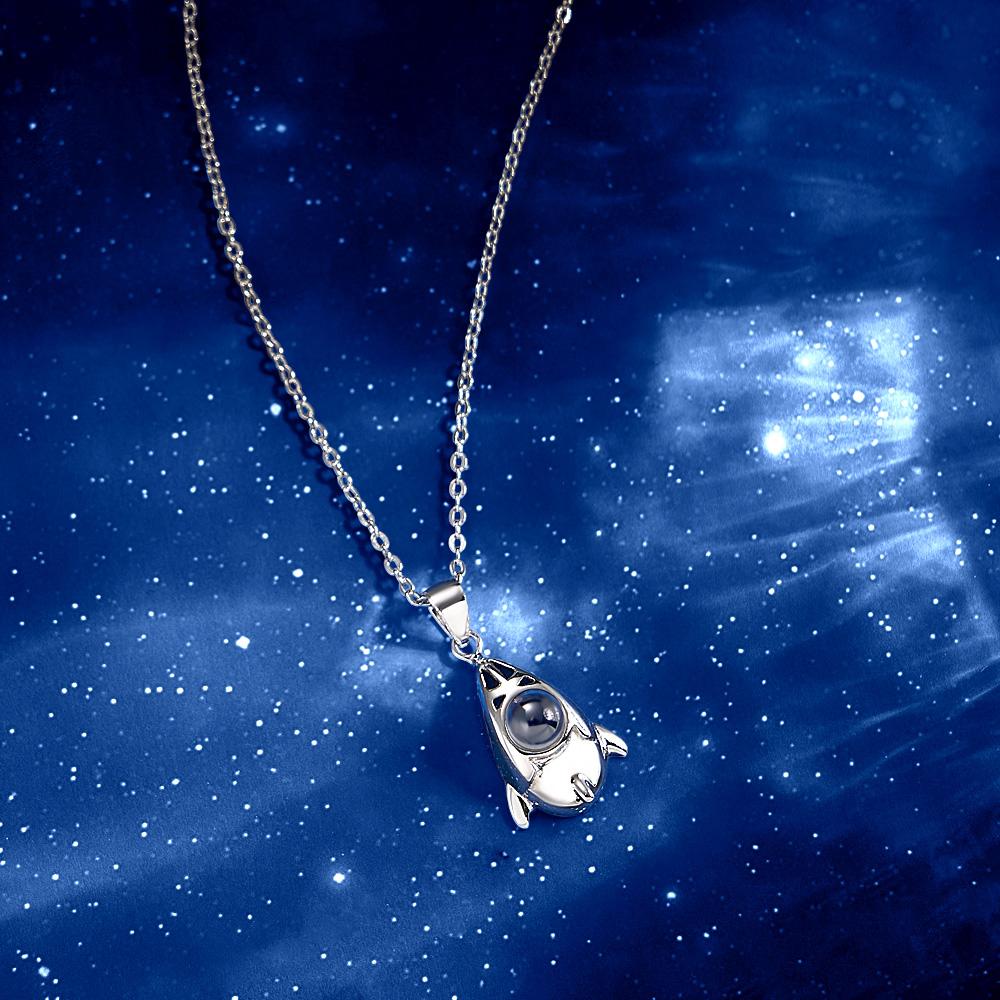 gift for anyone, who lost a loved one - Personalized Creative Rocket Projection Photo Charm