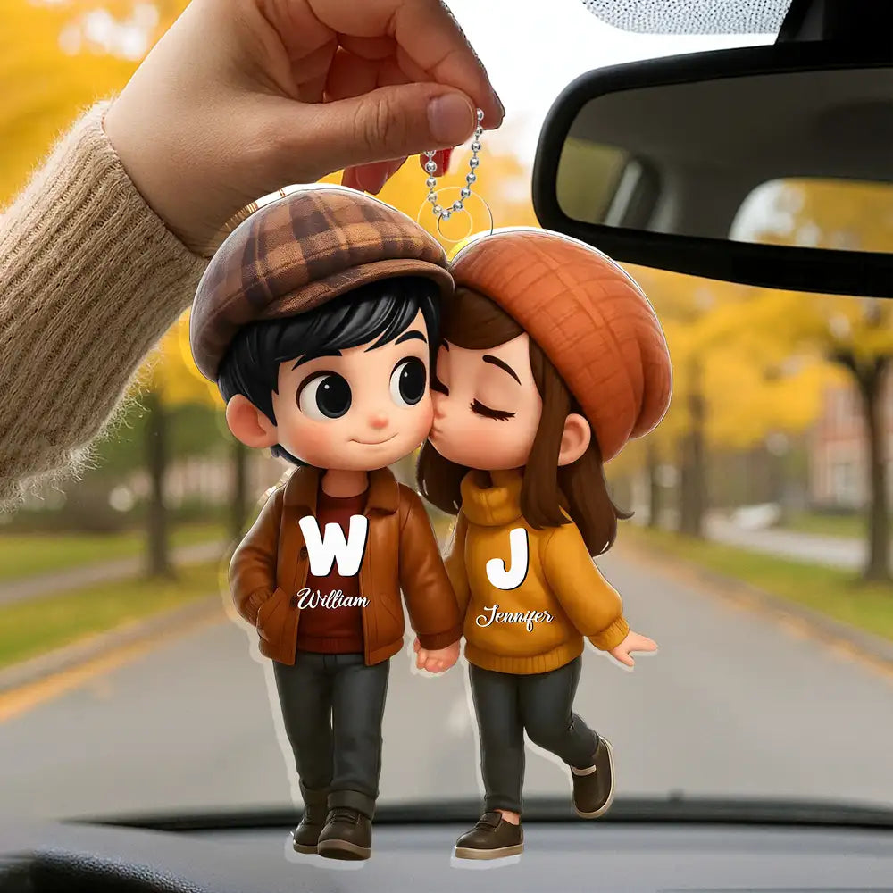 Personalized Couple's Acrylic Car Hanger – A Perfect Gift for Lovers