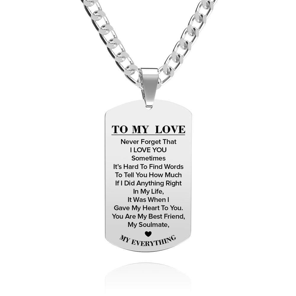 I Love You - Personalized Couple Steel Dog Tag Picture Necklace