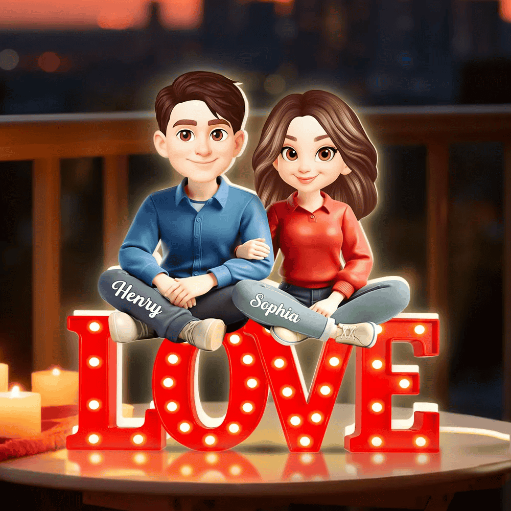 Personalized Couple Acrylic Light Box with Warm Glow LOVE Sign Decor, Unique Keepsake Gift for Him or Her