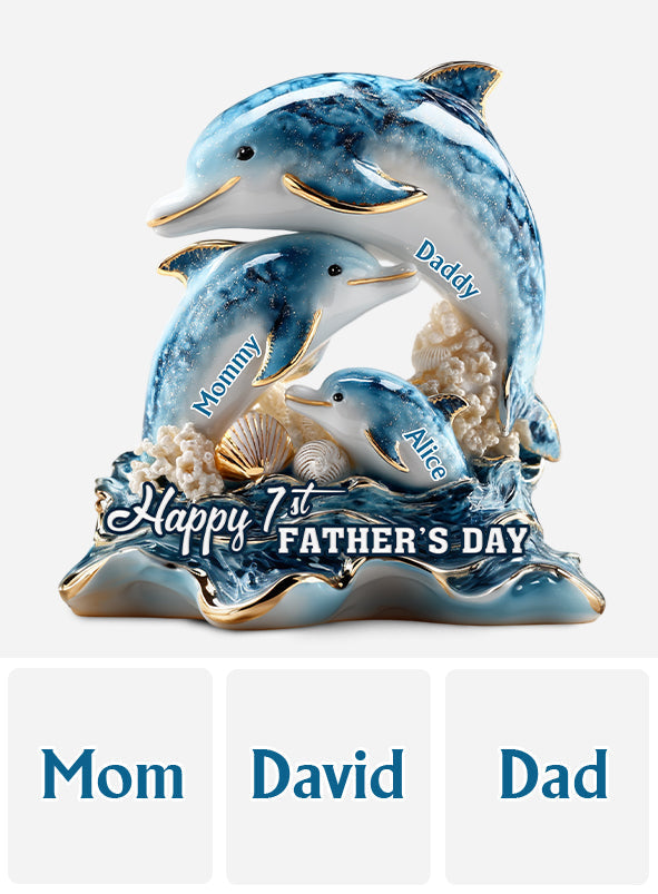 First Father's Day Family Whale - Personalized Father Custom Shaped Acrylic Plaque
