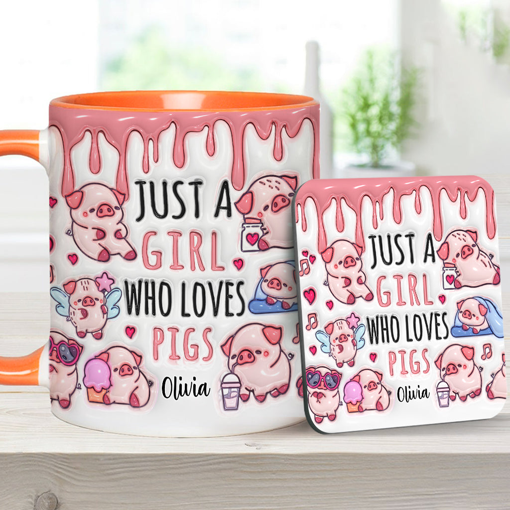 Just A Girl Who Loves Pigs - Personalized Pig Lover Accent Mug