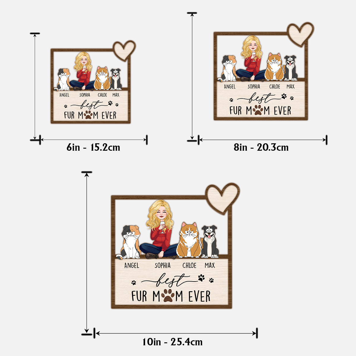 Best Fur Dog Cat Mom Ever - Personalized Dog 2 Layered Wood Sign / Wood Plaque