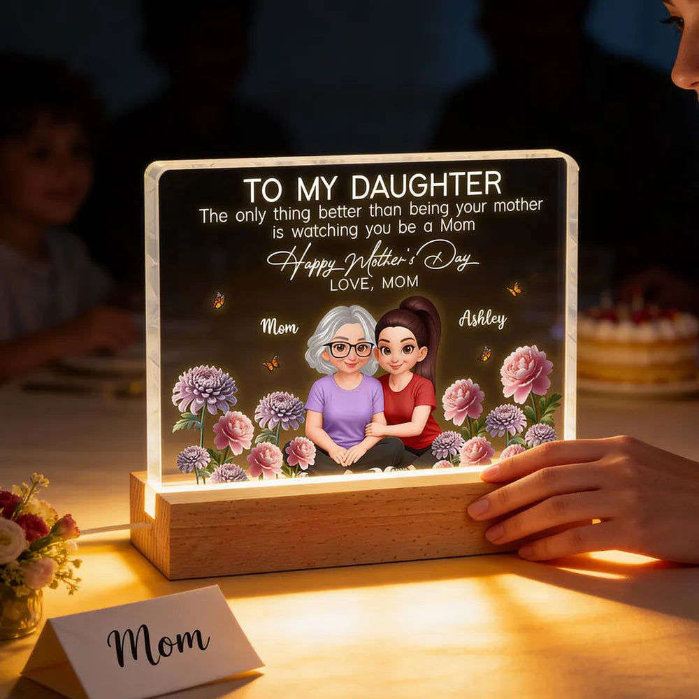 Personalized Block LED Light Plaque, To My Daughter Mother's Day Message, Cozy Bedside Decor, Unique Gift From Mom