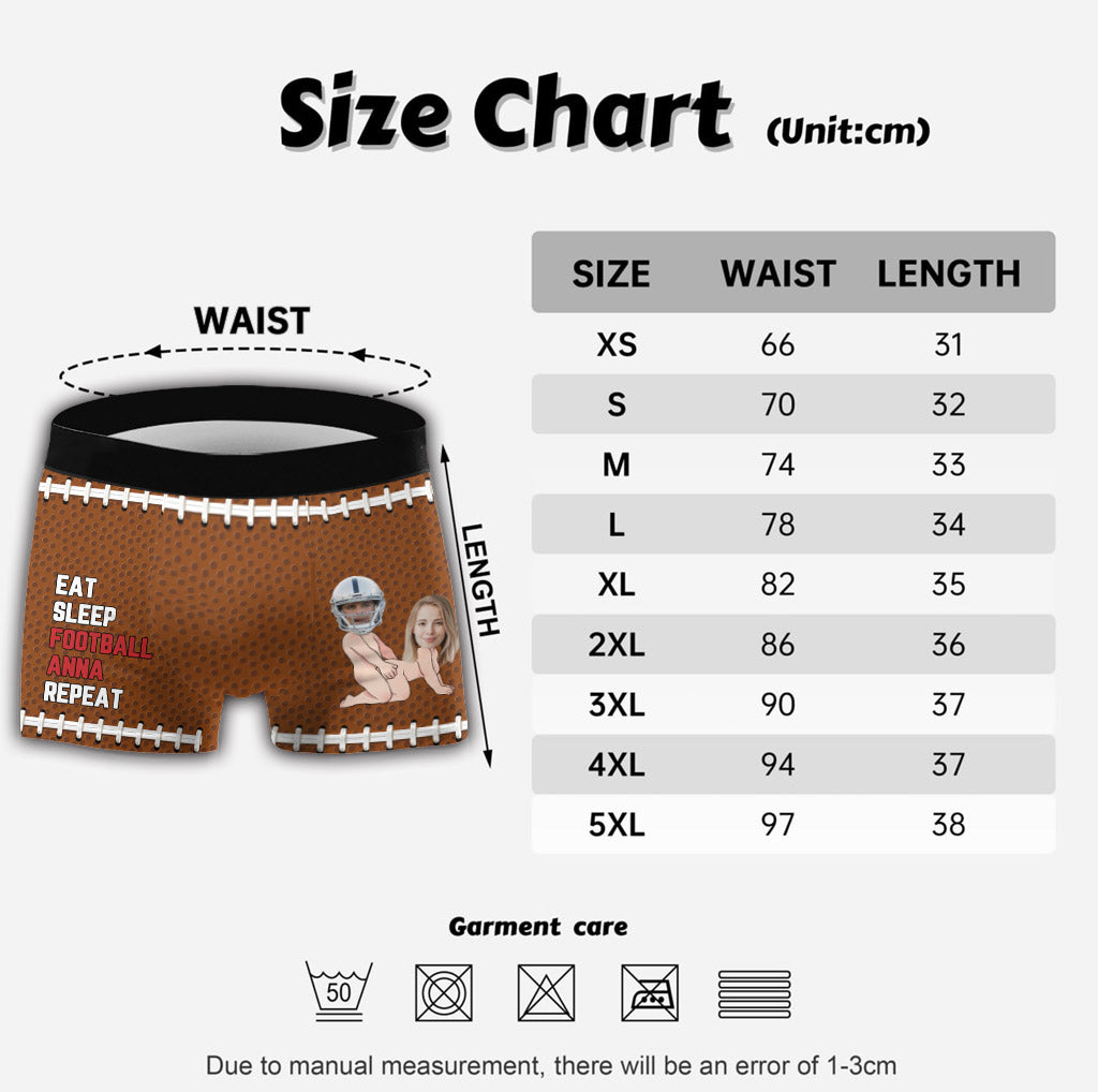 Eat Sleep Football You Repeat - Personalized Football Men’s Boxer Briefs
