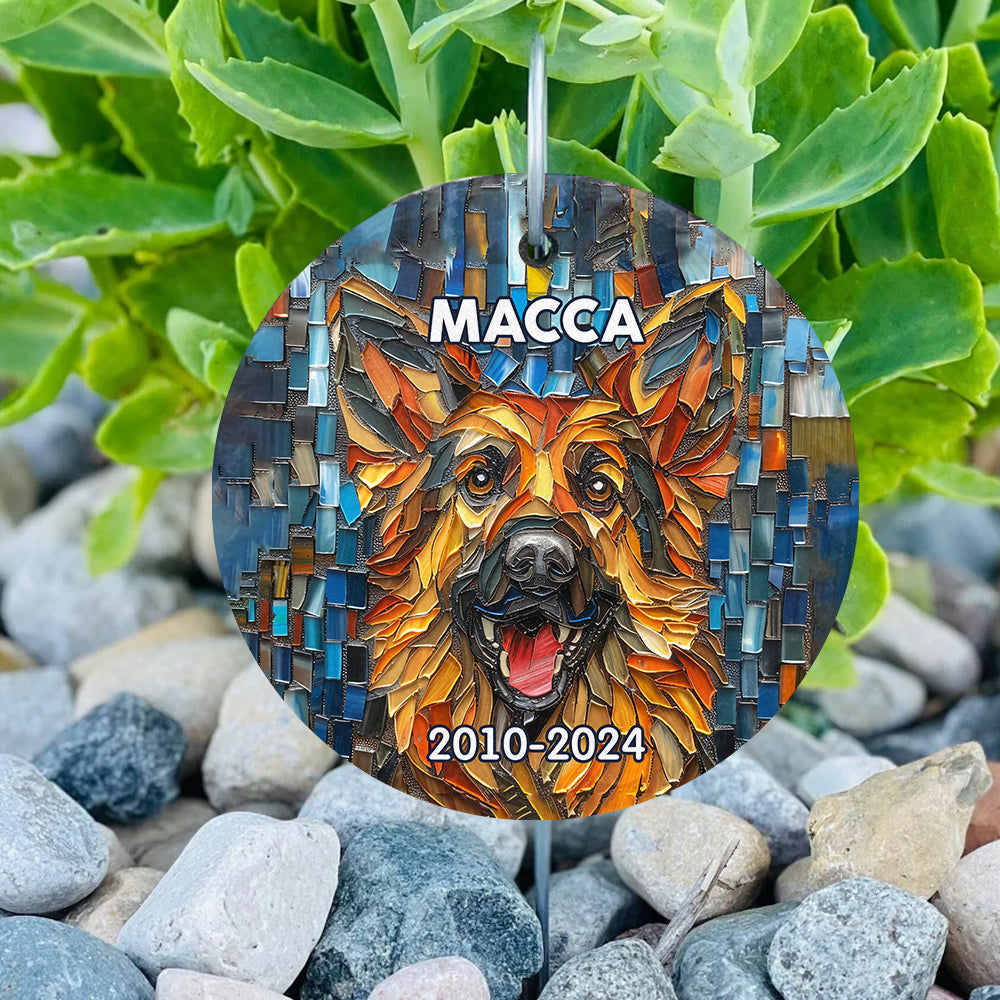Dog on Ceramic Tiles - Personalized Dog Round Hanging Garden Slate