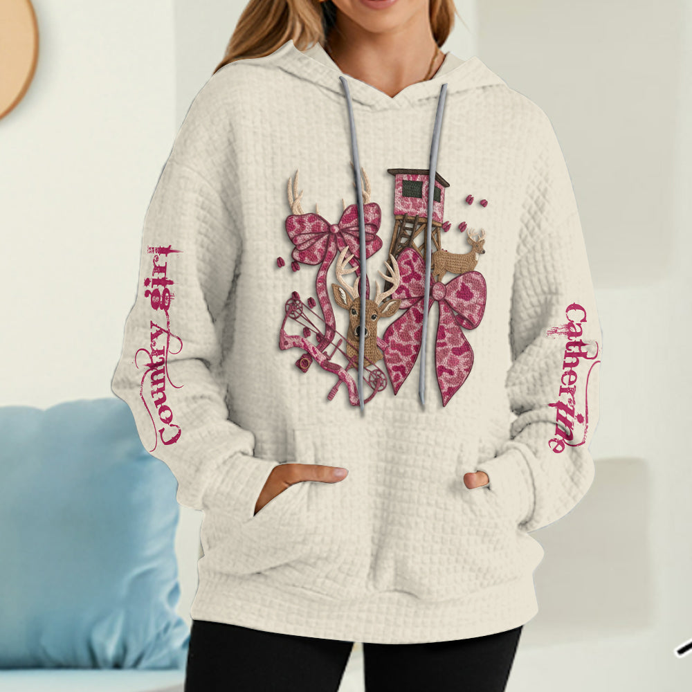 Country Girl - Personalized Hunting Waffle Hoodie