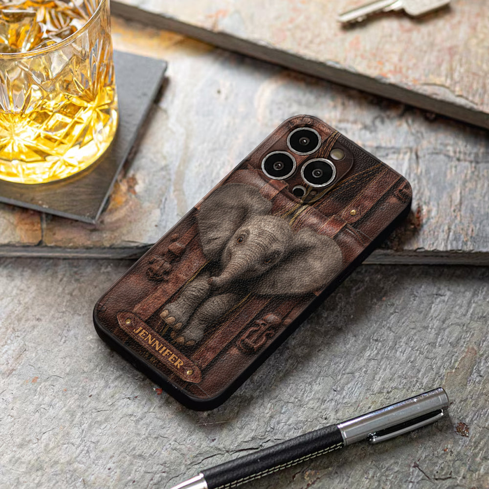 Just A Girl Who Loves Elephant - Personalized Elephant Leather Phone Case
