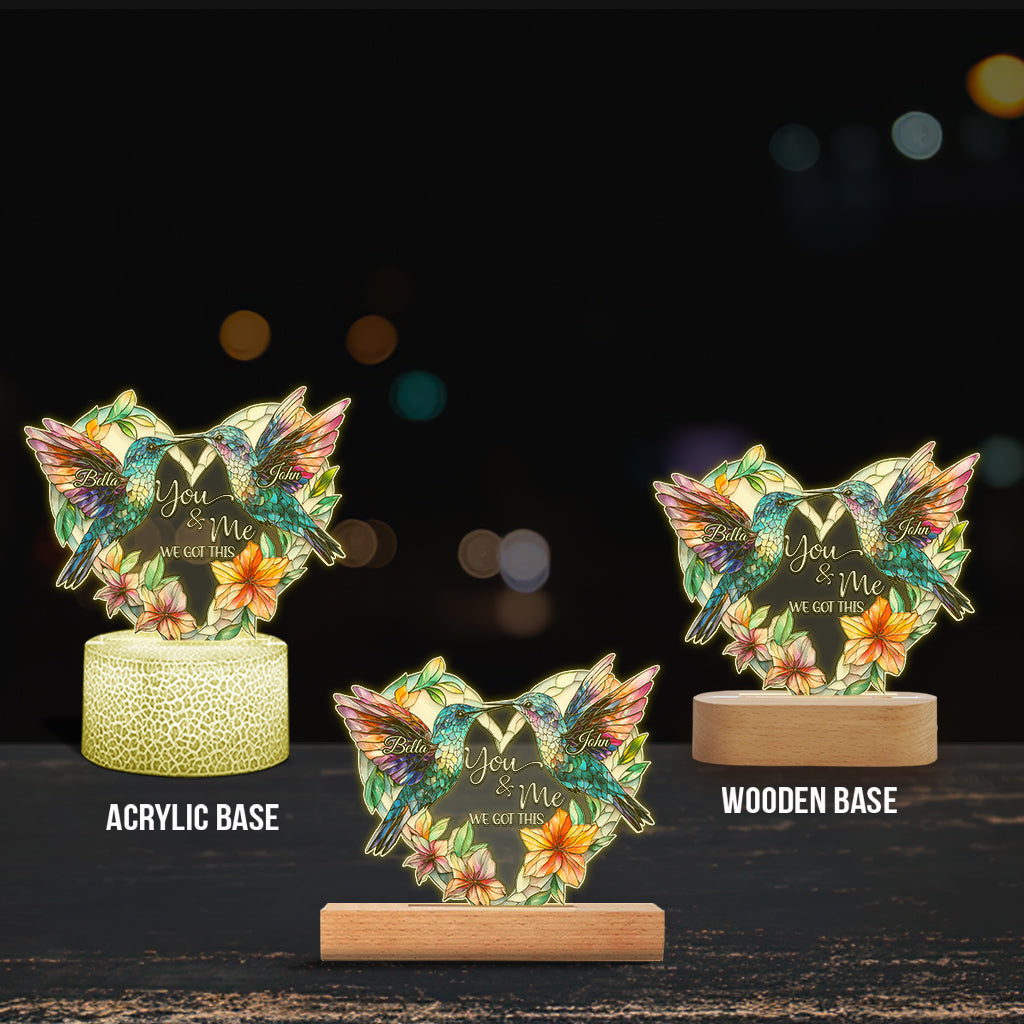 Hummingbird Couple - Personalized Hummingbird Shaped Plaque Light Base