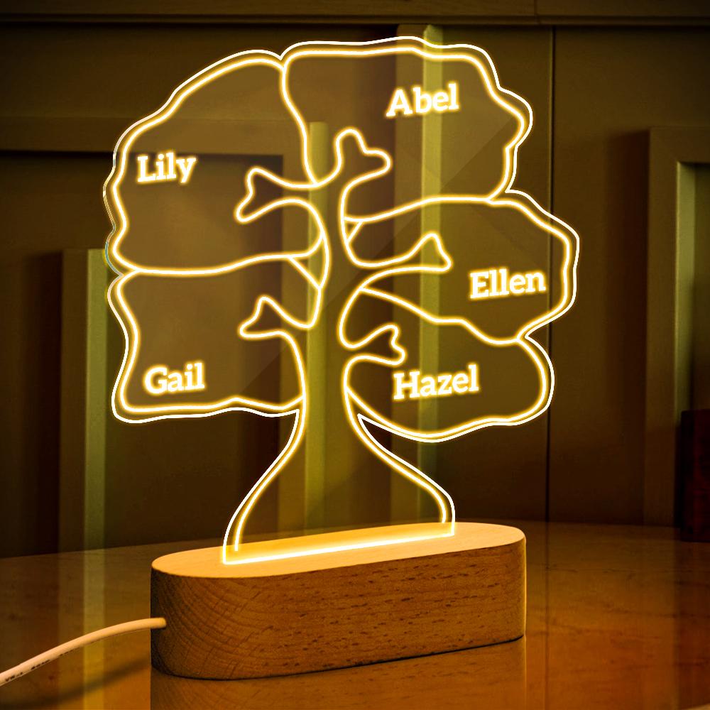 Any Text - Personalized Family Any Name Family Tree Lamp