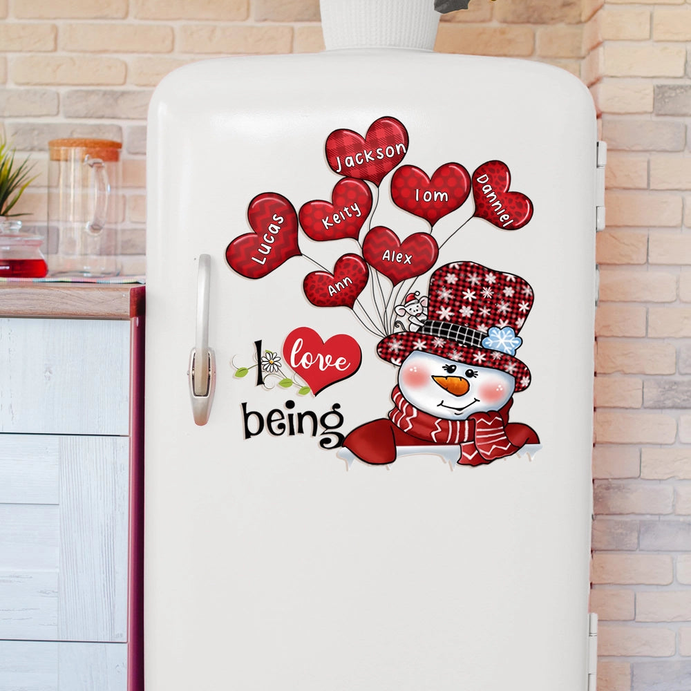 I love Being Grandma Mom Abuela Customized Snowman With Heart Balloon Decal