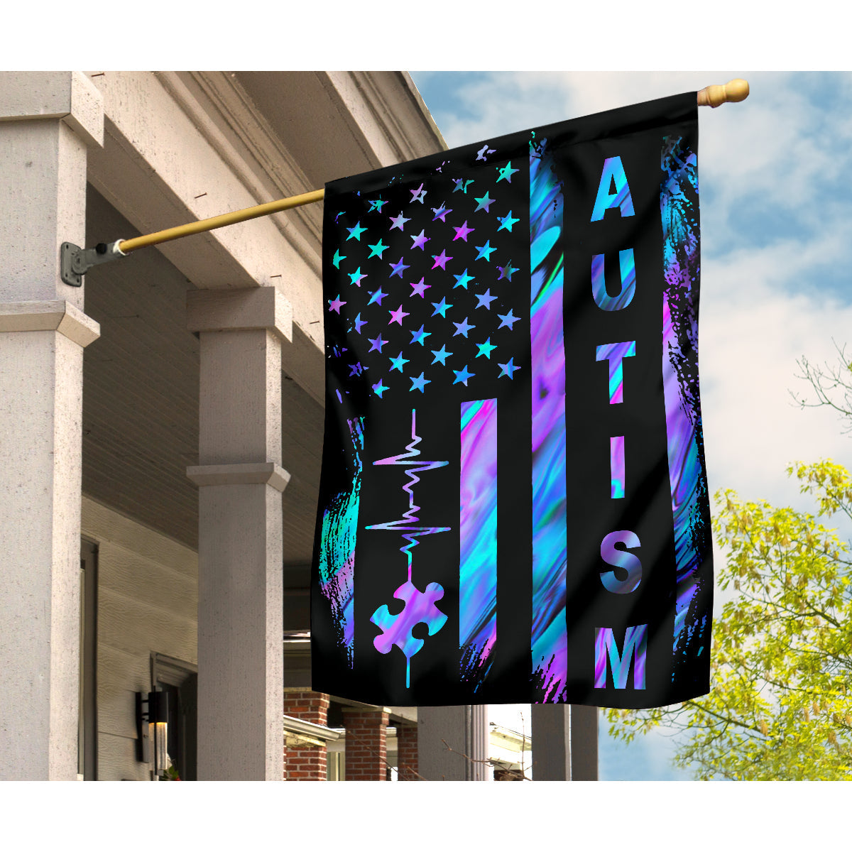 Autism Awareness American Flag Autism Awareness Garden Flag 0622