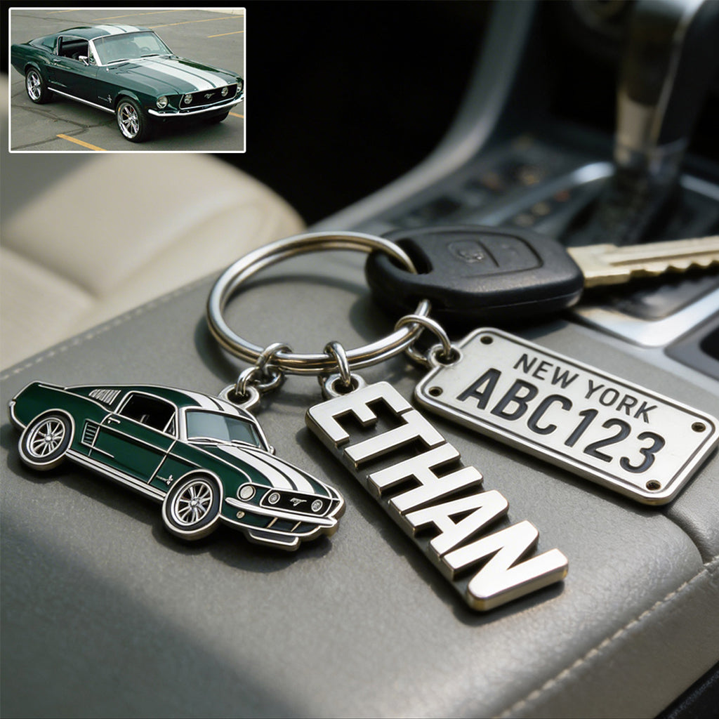 Custom Vehicle Keychain From Any Photo - Personalized Car Lover Premium Keychain With Charms