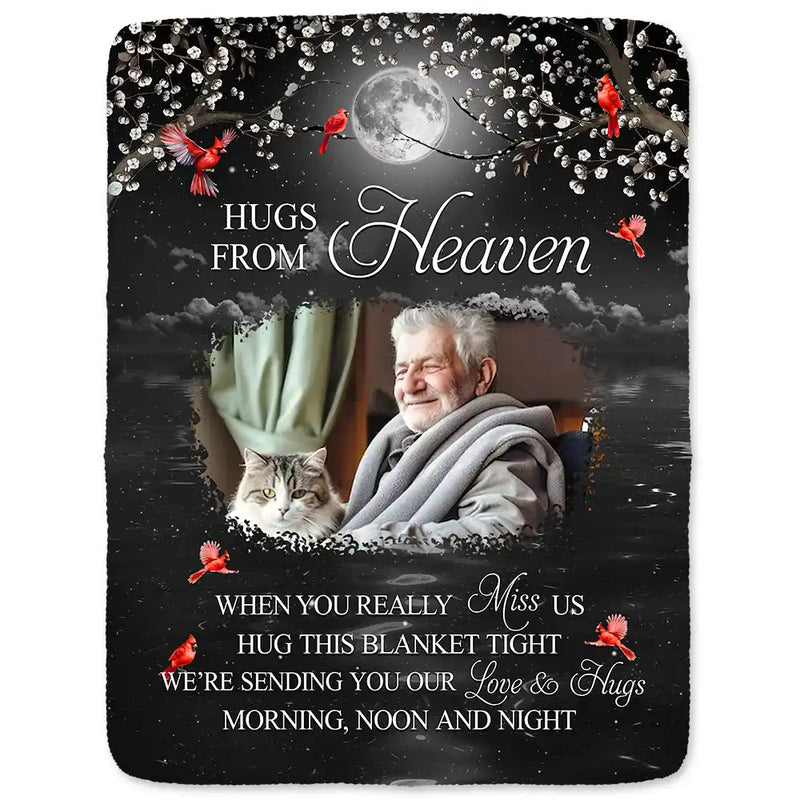 Custom Photo Fleece Blanket A Hug From Heaven When You Really Miss Me Comforting Remembrance Gift