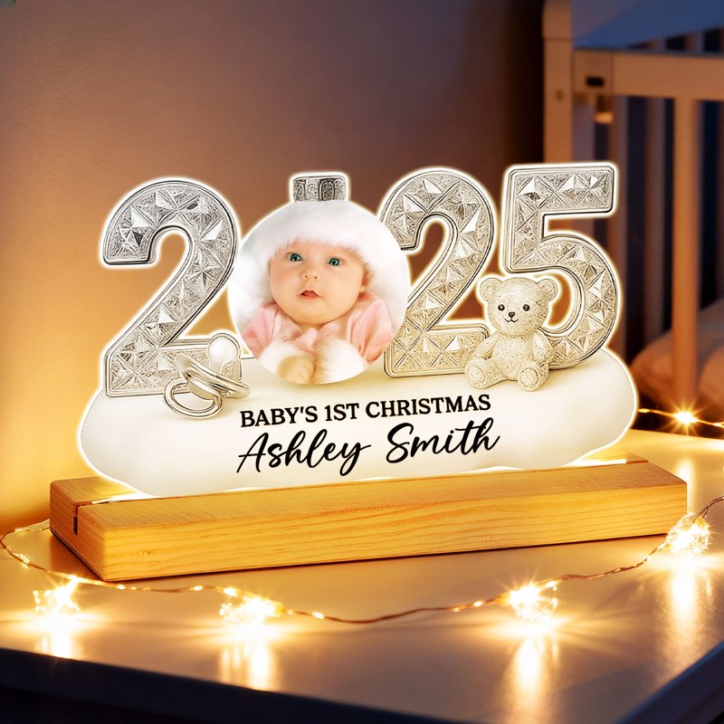 LED Light Plaque Baby Photo Night Light, Warm Glow for Christmas Nursery Decor, Cozy Keepsake, a Unique Gift for New Parents