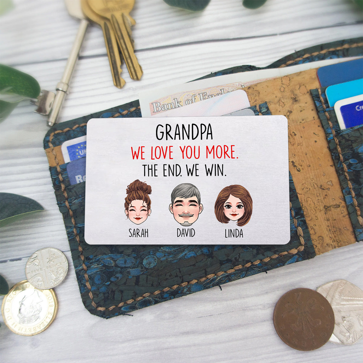 Dad I Love You More - Gift for dad, grandma, grandpa, mom, uncle, aunt, friend, brother, sister - Personalized Wallet Insert Card