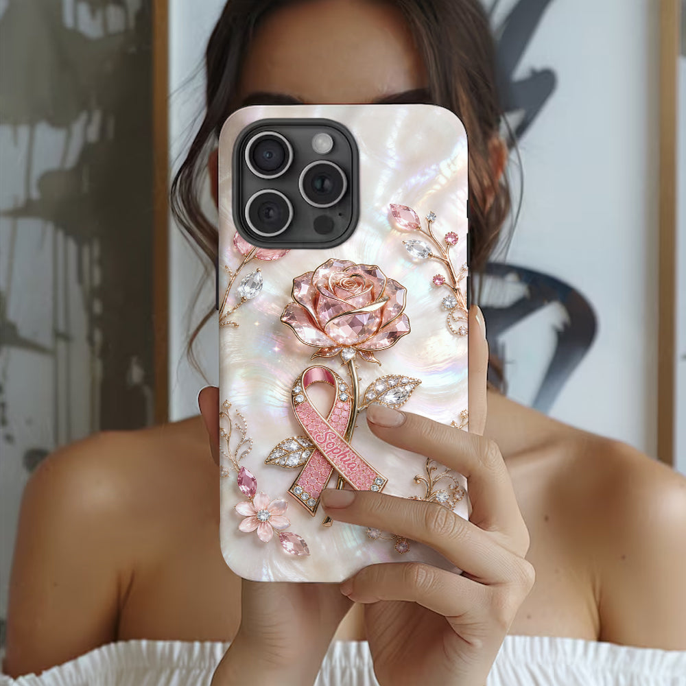 Faith Hope Love - Personalized Breast Cancer Awareness Full Print Phone Case & Phone Grip