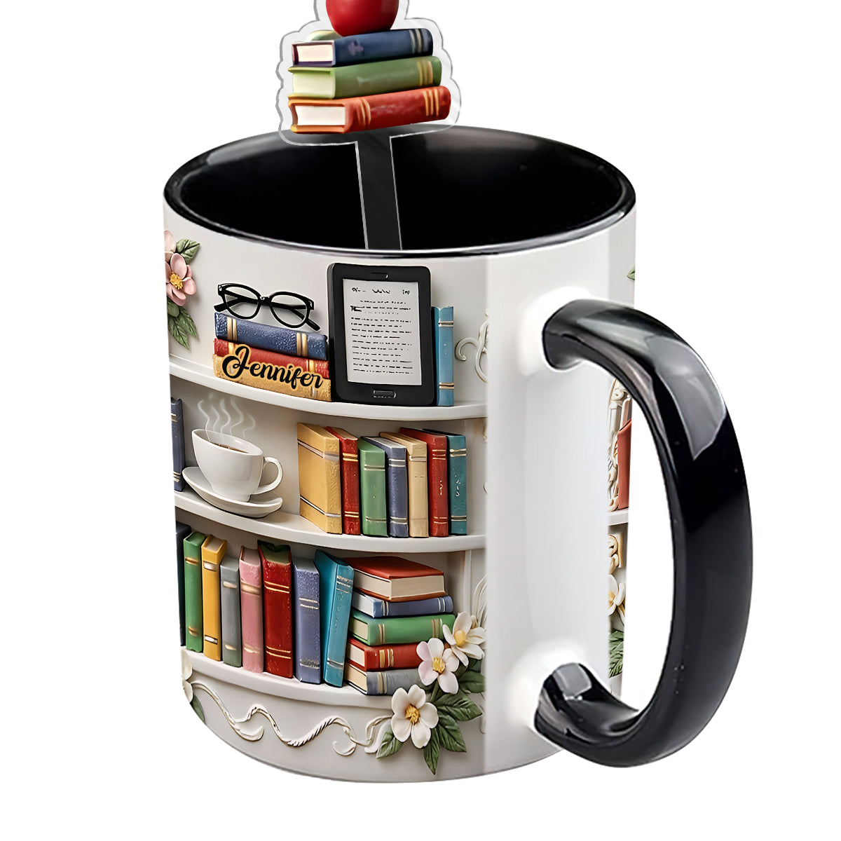 Book Lover Gift - Personalized Book Set Accent Mug with Acrylic Stirrers