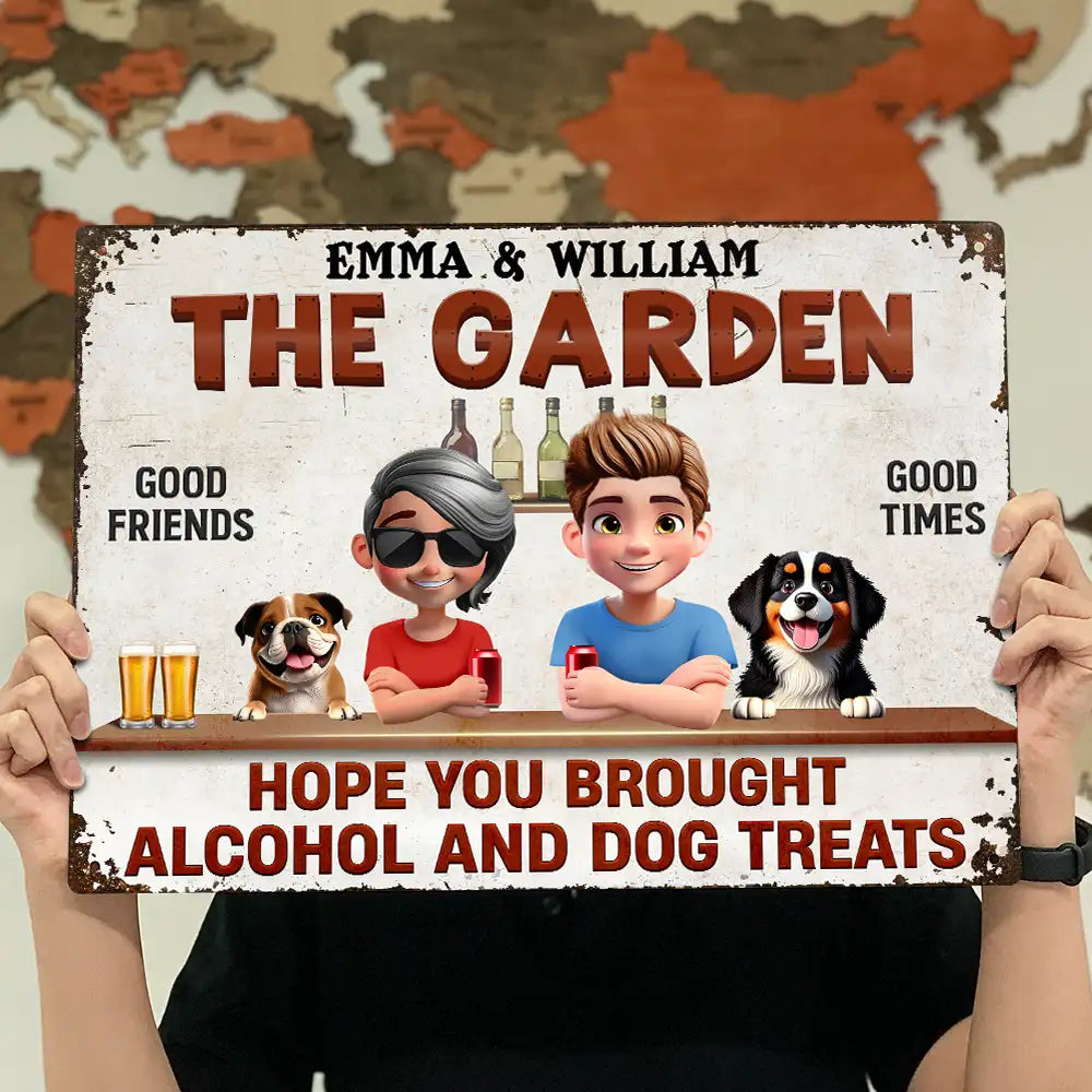 Personalized Iron Sign for Couples & Dog Lovers - Custom Outdoor Decor