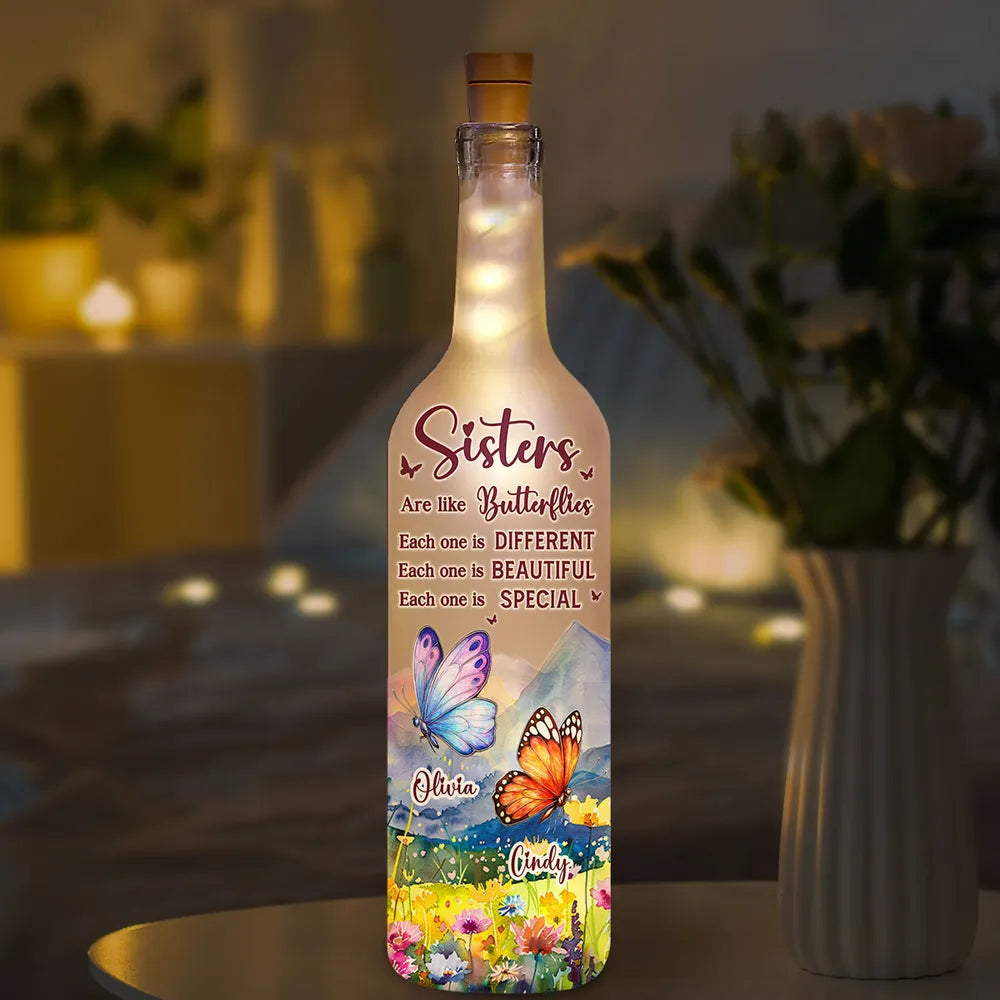 Butterfly Sisters Bottle Lamp with Warm Glow, Perfect Gift for Special Bond