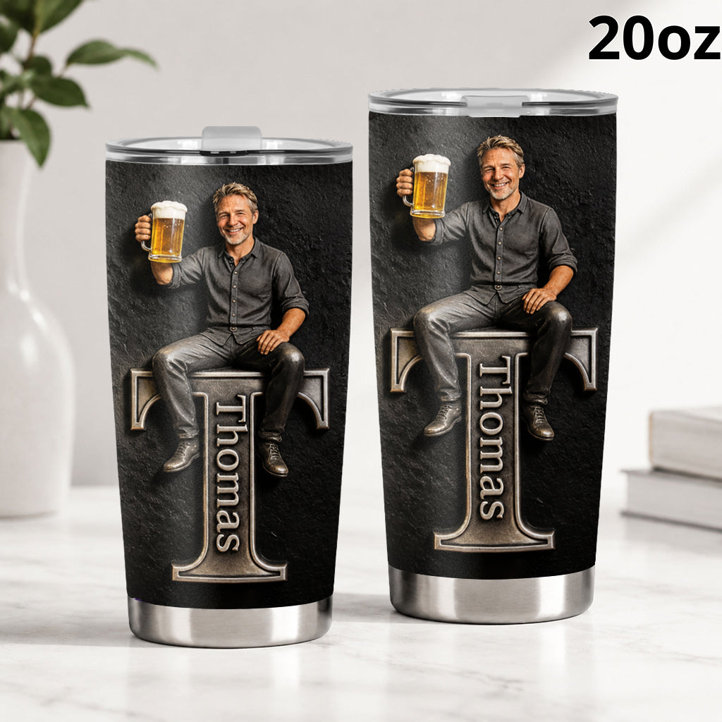 Any Photo, Holding Any Item - Beer, Tools, Fishing Rod... - Personalized Father Tumbler
