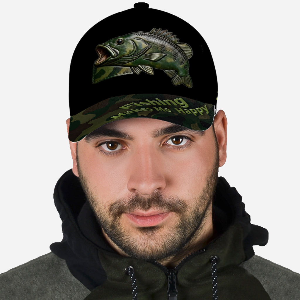 Fishing Makes Me Happy - Personalized Fishing Classic Cap