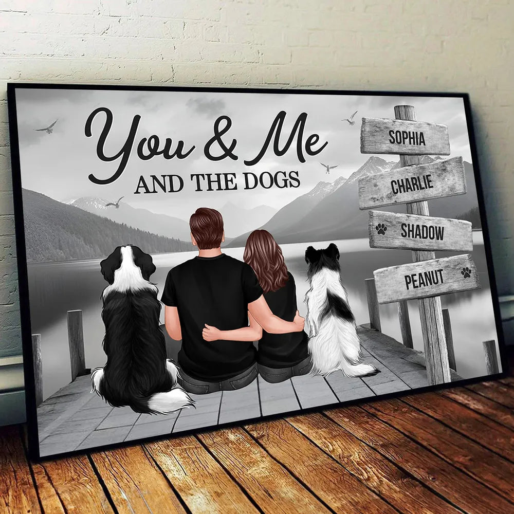Personalized Couple You Me And The Dogs Cats Poster, Perfect for Home Decoration and Pet Lovers