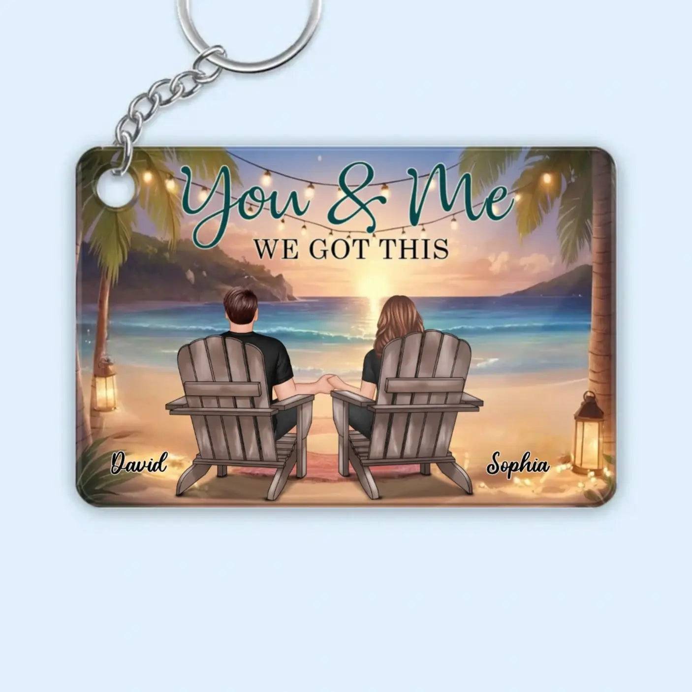 Back View Couple Sitting Beach View Personalized Horizontal Poster, Unique And Meaningful Gift For Couple