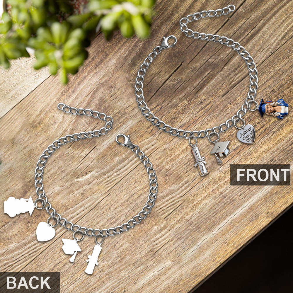 Class Of 2026 - Personalized Graduation Bracelet With Charms