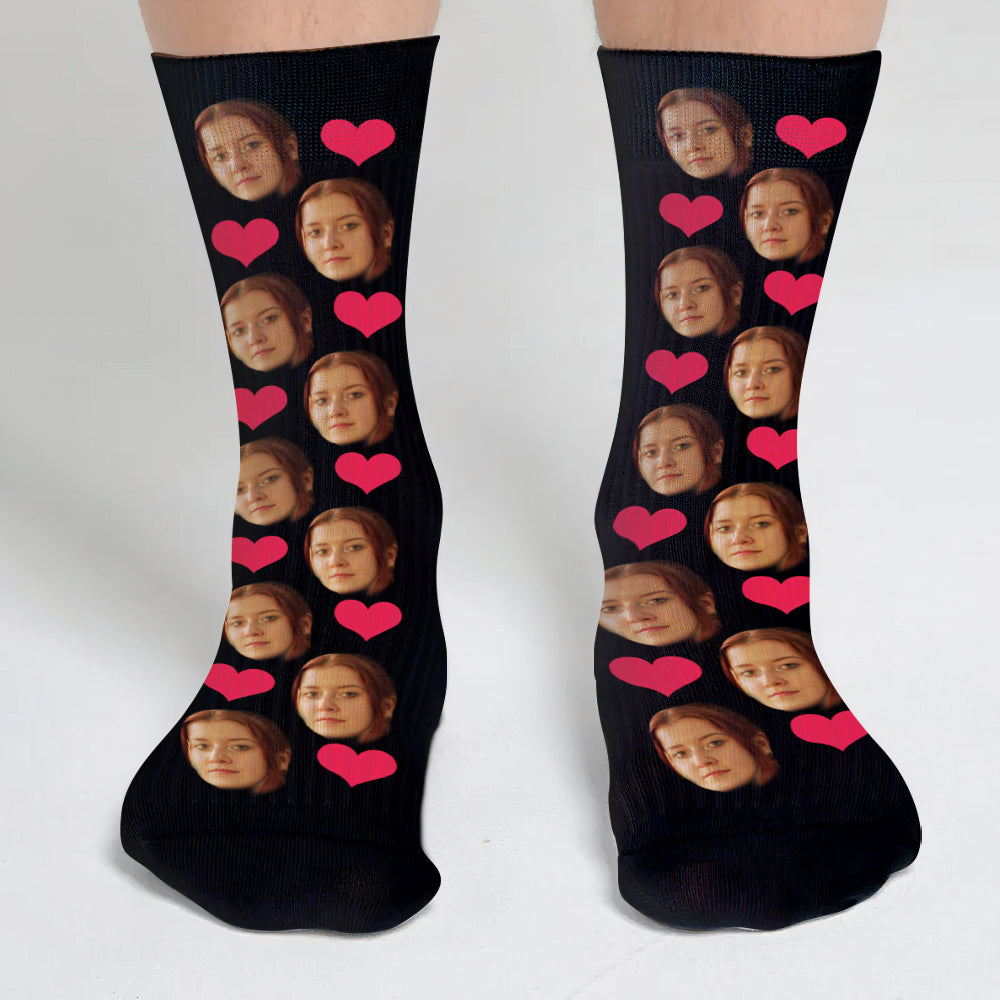 Custom Face Heart Pattern - Personalized Daughter Socks