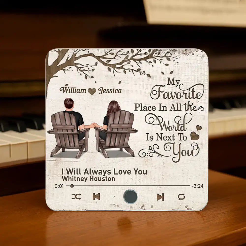 “My Favorite Place Is Next to You” Personalized Fridge Magnet – Romantic Gift for Couples